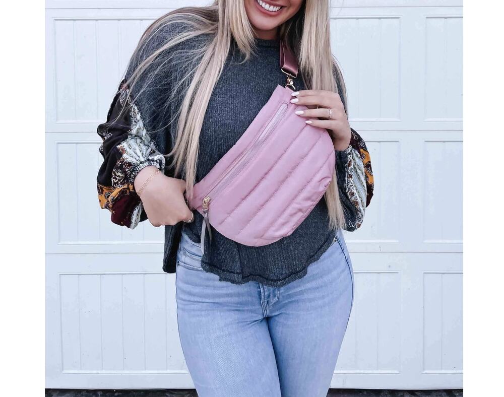 Pink Puffer Crossbody Bag